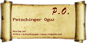 Petschinger Oguz névjegykártya